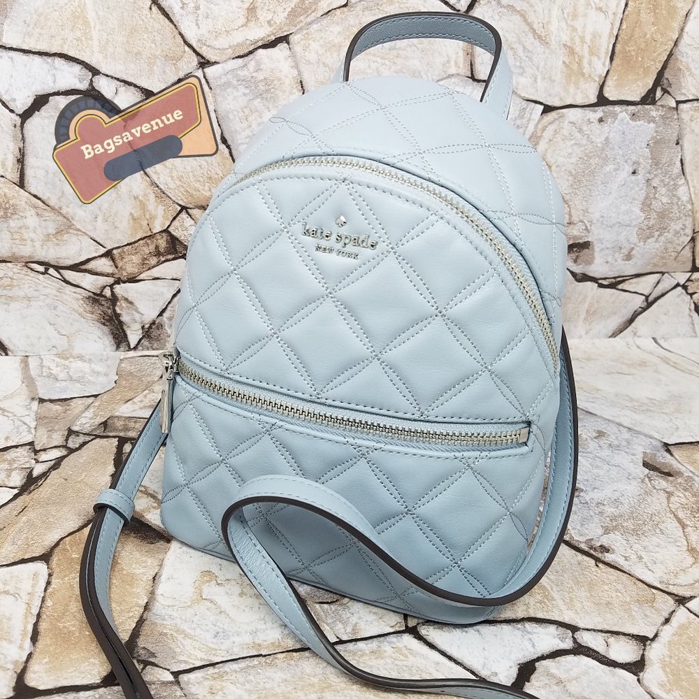 Mini Convertible Backpack Leather Natalia Frosted Light Blue Kate Spade